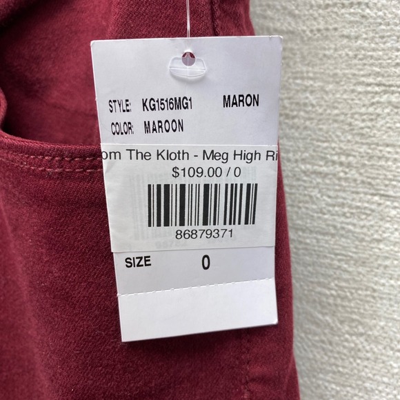 Kut from the Kloth Meg High Rise Fab Ab Wide Leg Maroon Denim Jeans Size 0 New - Picture 7 of 16